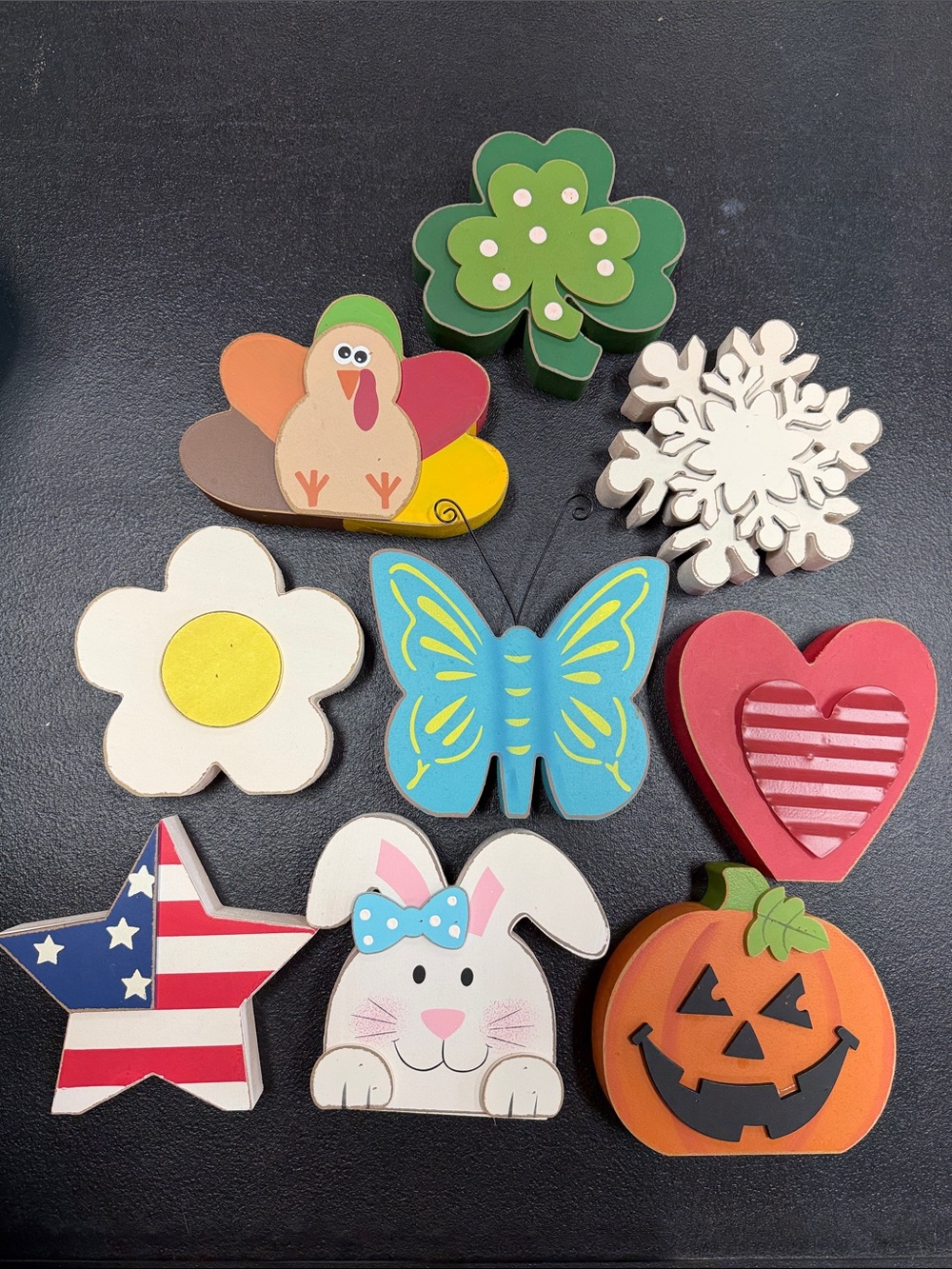 Seasonal Wooden Shapes - Colorful Set of 9